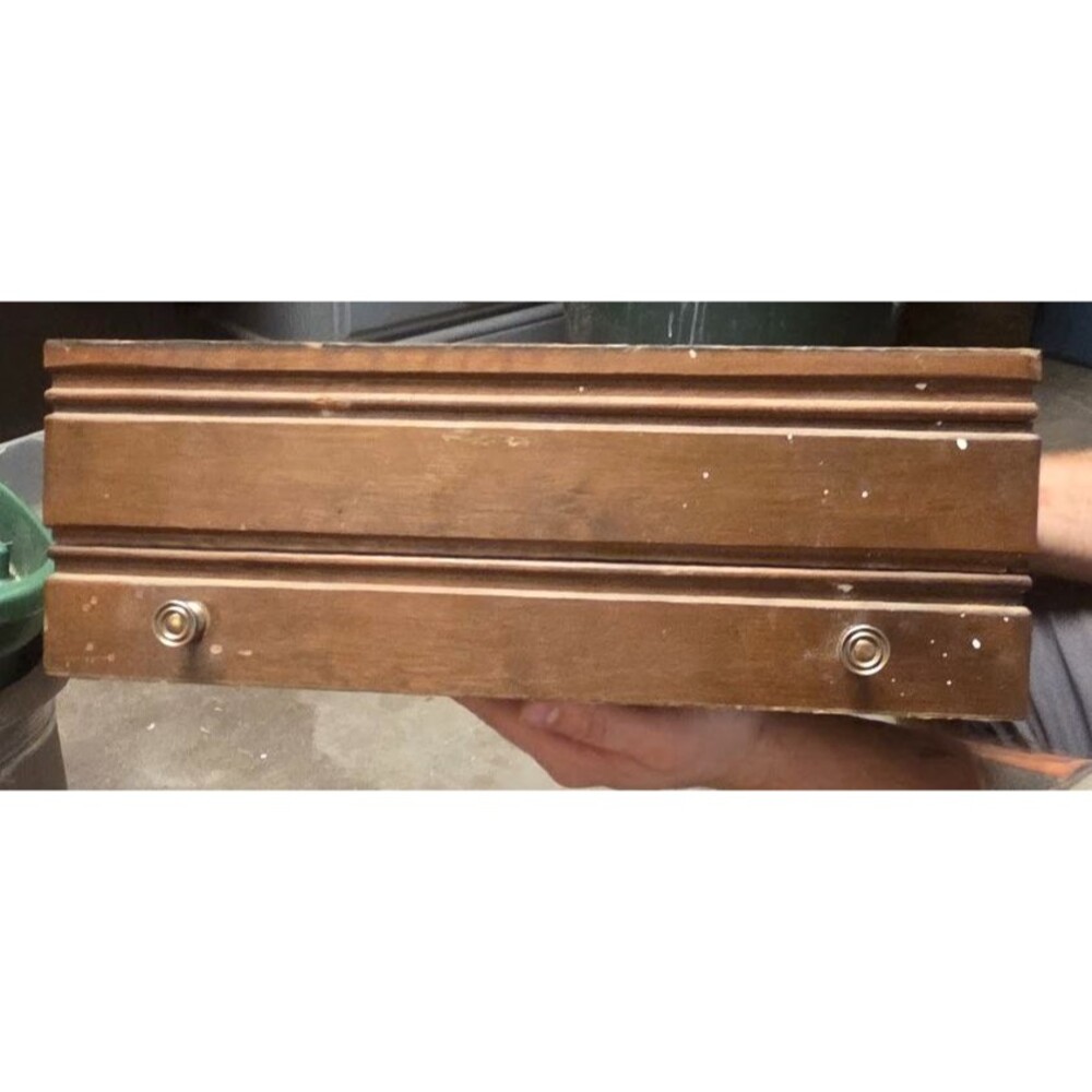 Vintage Wooden Flatware Silverware CHEST W/ Drawer Brown Felt Broken Side Latch